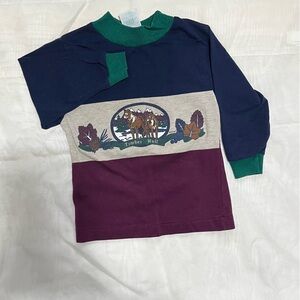 Healthtex Navy and Burgundy Kids Shirt #y2k